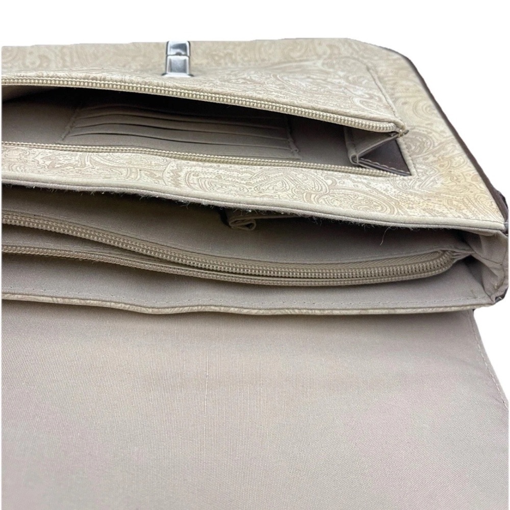 Liz Claiborne Shoulder Bag Beige Brown Paisley Print Handbag Leather Trim NWOT - Picture 11 of 12